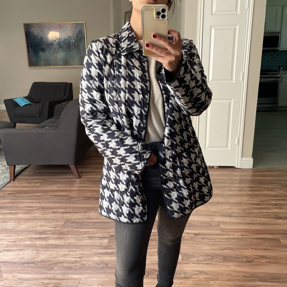 WORTH New York Silk Houndstooth Quilted Jacket